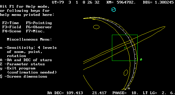 Voyager and Giotto Space Mission Simulator (wireframe, animation, Windows/DOS)